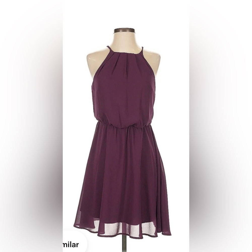Francesca's Collections Purple Pleated Halter Sundress